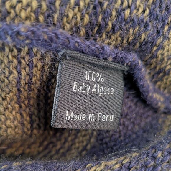 SOL Baby Alpaca Pullover Sweater L Purple Yellow Fair Isle Bow Scoop Soft Bow - Picture 11 of 13